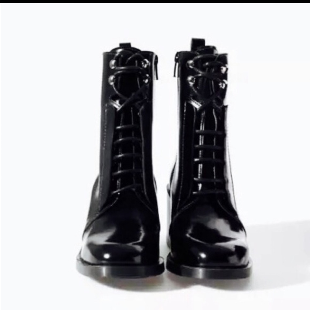 ZARA Patent leather combat boots